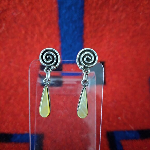 Golden Mother of Pearl Earrings - Picture 2 of 4